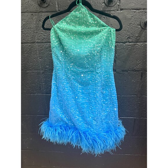 Sau Lee Jewel Dress in Green Blue Ombre - Picture 7 of 11